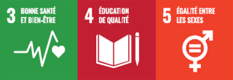 Numéro 3 bonne santé et bien être, Numéro 4 éducation de qualité, Numéro 5 égalité entre les sexes